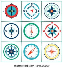 Compass wind rose vector design element.