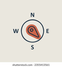 Compass wind rose vector icon. Direction southeast. Meteorology sign. Graph symbol for travel, tourism and weather web site and design, logo, app, UI