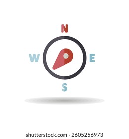 Compass wind rose vector icon. Direction southwest. Meteorology sign. Graph symbol for travel, tourism and weather web site and design, logo, app, UI