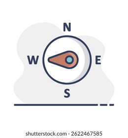 Compass wind rose vector icon. Direction west. Meteorology sign. Graph symbol for travel, tourism and weather web site and design, logo, app, UI