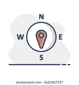 Compass wind rose vector icon. Direction south. Meteorology sign. Graph symbol for travel, tourism and weather web site and design, logo, app, UI