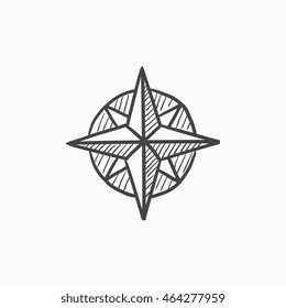 Compass wind rose vector sketch icon isolated on background. Hand drawn Compass wind rose icon. Compass wind rose sketch icon for infographic, website or app.