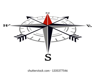 Compass wind rose in vintage style. flat icon. vector illustration isolated on white background