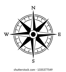 Compass wind rose in vintage style. flat icon. vector illustration isolated on white background