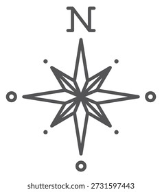 Bússola de vento ícone de linha de estrela. Símbolo de navegação da cartografia