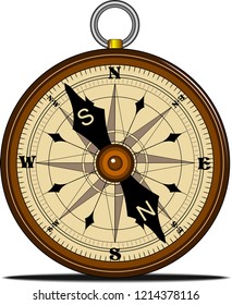 Compass with windrose isolated, retro vector design