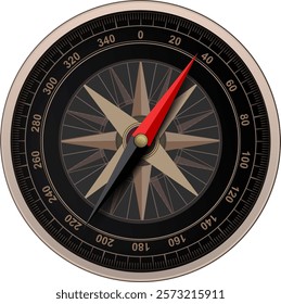 Compass with windrose isolated, retro vector design.