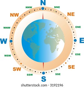 Compass with world globe within