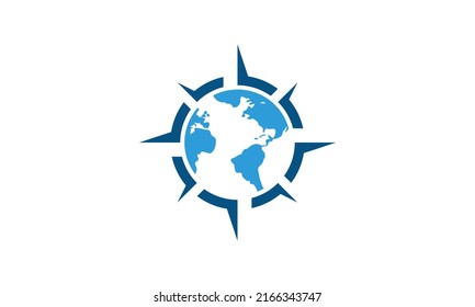 compass with a world logo