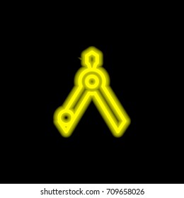 Compass yellow glowing neon ui ux icon. Glowing sign logo vector