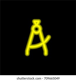 Compass yellow glowing neon ui ux icon. Glowing sign logo vector