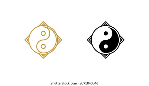 Compass with yin yang symbol icon vector illustration