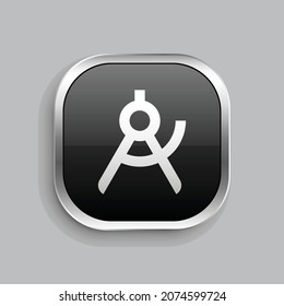 compasses 2 line icon design. Glossy Button style rounded rectangle isolated on gray background. Vector illustration