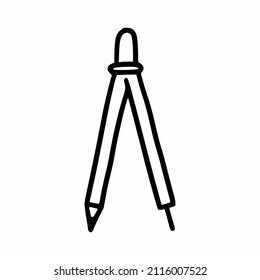 brújulas para dibujar dibujos. Ilustración del doodle vectorial.