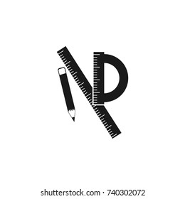Compasses for drawing, ruler and pencil drawing tool icon on white background