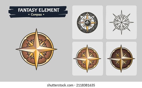 Compasses Fantasy game assets - Isometric Vector Illustration