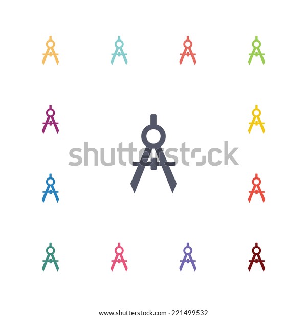 compasses flat icons set. Open round colorful buttons.\
Vector 