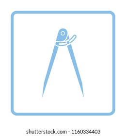 Compasses  icon. Blue frame design. Vector illustration.