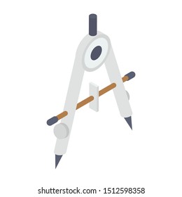 
Compasses icon, divider vector, drafting tool isometric design.

