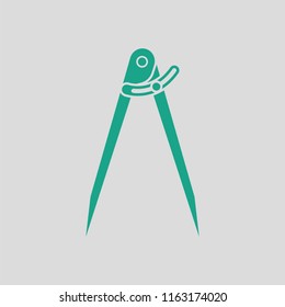 Compasses  icon. Gray background with green. Vector illustration.