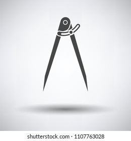 Compasses  icon on gray background, round shadow. Vector illustration.