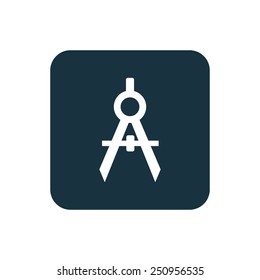 compasses icon Rounded squares button, on white background 