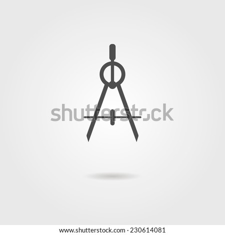 compasses icon with shadow. isolated on grey stylish background. modern vector illustration