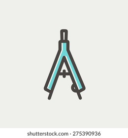 Compasses icon thin line for web and mobile, modern minimalistic flat design. Vector icon with dark grey outline and offset colour on light grey background.