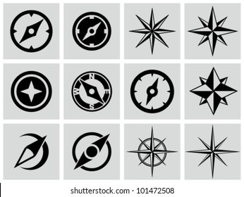Compasses icons set.