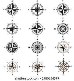 Convierte iconos de compass, Diseño de ilustración vectorial.
