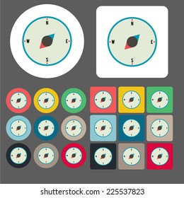 Compasses icons set, vector illustration