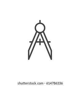 Compasses line icon, outline vector sign, linear style pictogram isolated on white. Divider symbol, logo illustration. Editable stroke. Pixel perfect