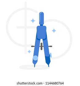 Compasses on an isolated white background. A tool for drawing. Vector illustration
