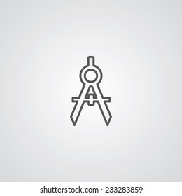 compasses outline thin symbol, dark on white background, logo editable, creative template 