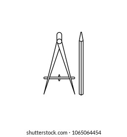 compasses and pencil icon. Element of measuring instruments for mobile concept and web apps. Thin line  icon for website design and development, app development. Premium icon on white background