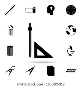 Compasses and ruler icon. Universal set of university life for website design and development, app development