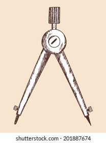 Compasses sketch. EPS 10 vector illustration without transparency. 