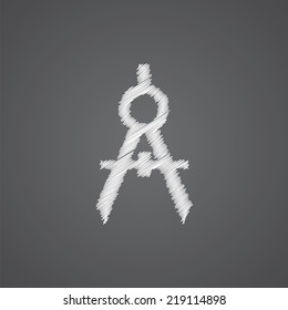 compasses sketch logo doodle icon isolated on dark background 