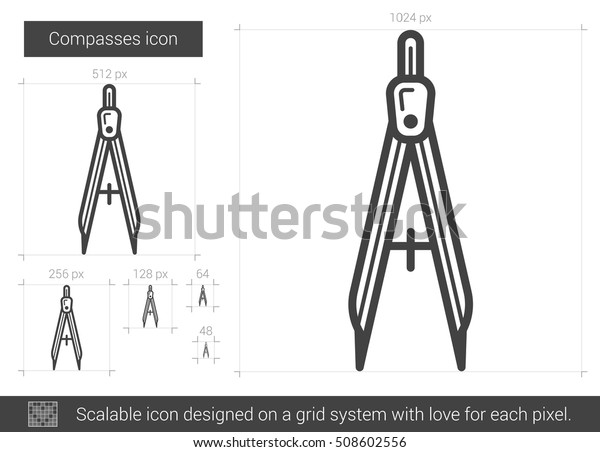 Compasses vector line icon isolated on white\
background. Compasses line icon for infographic, website or app.\
Scalable icon designed on a grid\
system.