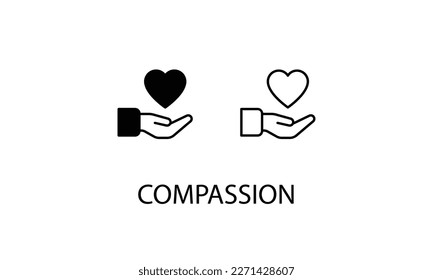 Compassion double icon design stoke illustration