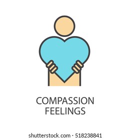 Compassion feeling vector icon that shows concept such as big heart, charity, can be use for personal or commercial use