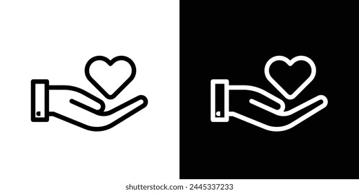 Compassion and Hand-Holding Heart Icons. Loving Care and Supportive Gestures Symbols.