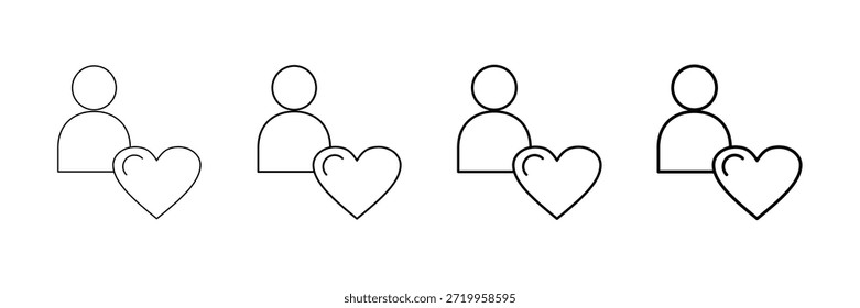 Vector de los iconos del corazón de la compasión fijado en diverso estilo de la línea del movimiento