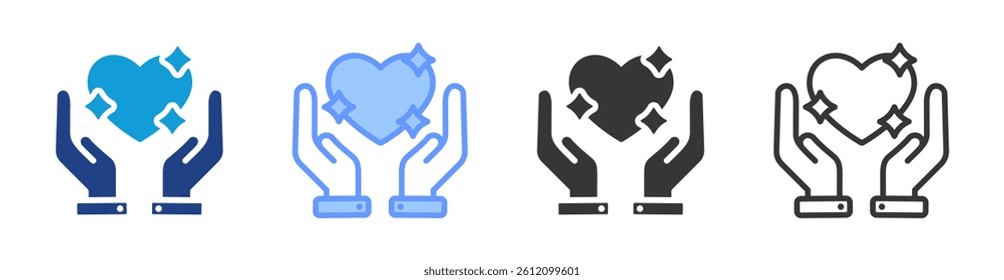 Compassion icon set multiple style collection