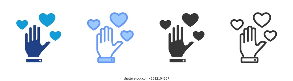 Compassion icon set multiple style collection
