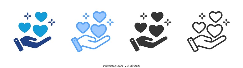 Compassion icon set multiple style collection