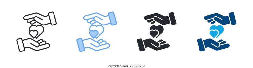 Compassion Icon Set Multiple Style. Design In Outline, Blue, Glyph, Dual Tone