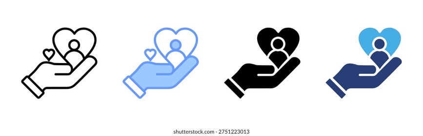 Compassion icon set multiple style collection