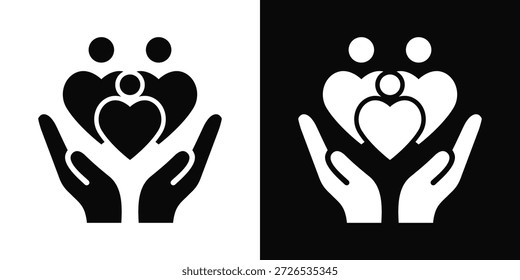 Estilo de fondo blanco y negro del icono de la compasión