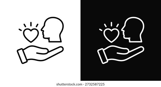 Estilo de fondo blanco y negro del icono de la compasión